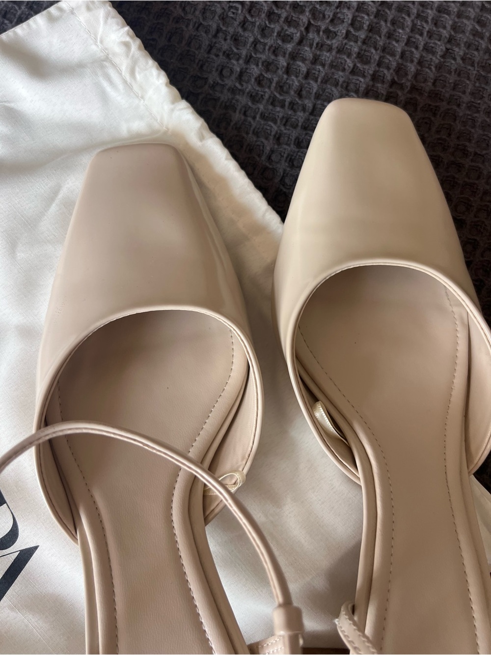 ZARA Nude Beige Square-Toe Strappy Mules - Picture 2 of 4